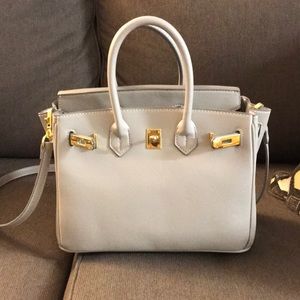 Designer inspired handbag in light grey